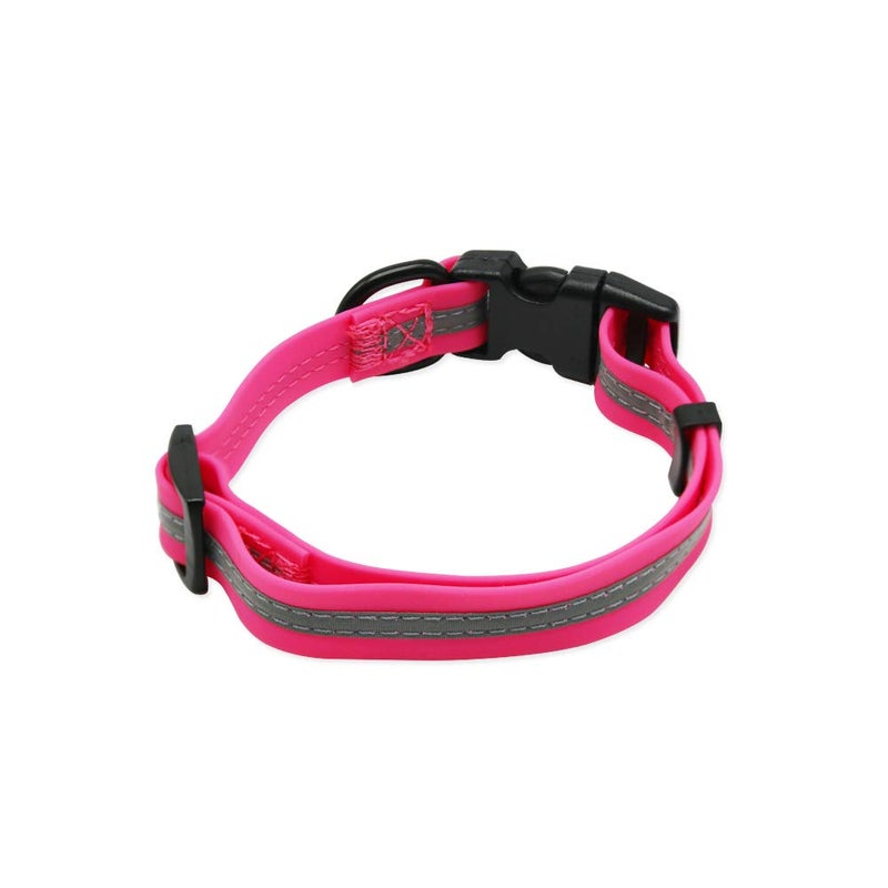 NIMBLE Dog Collar Waterproof Pet Collars Anti-Odor Durable Adjustable PVC & Polyester Soft with Reflective Cloth Stripe Basic Dog Collars S/M/L Sizes (Small (9.45â€-14.17â€inches), Pink) - Image 2